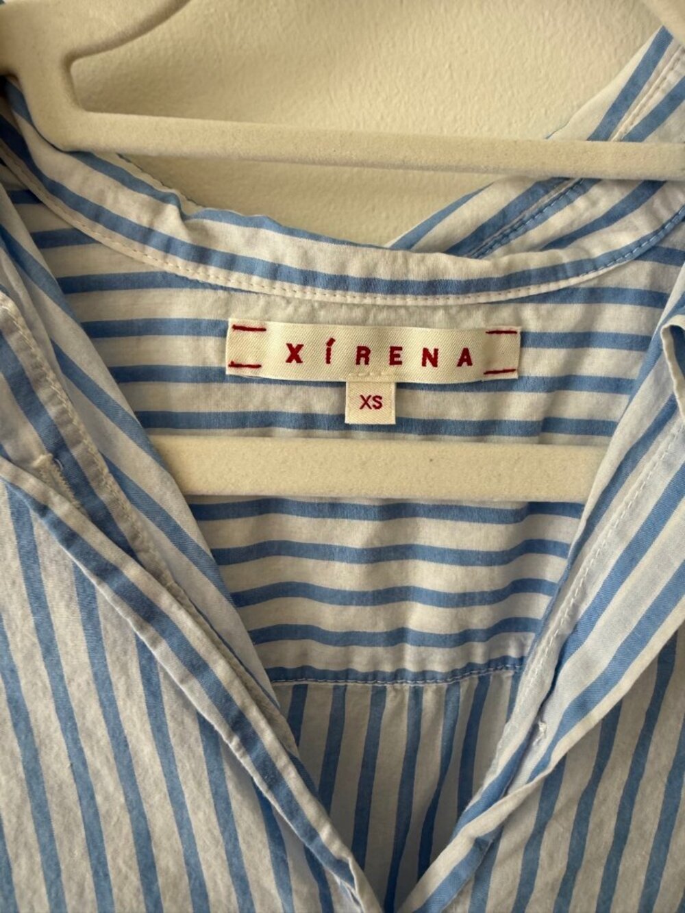 Xirena Blue White Striped Button Shirt XS